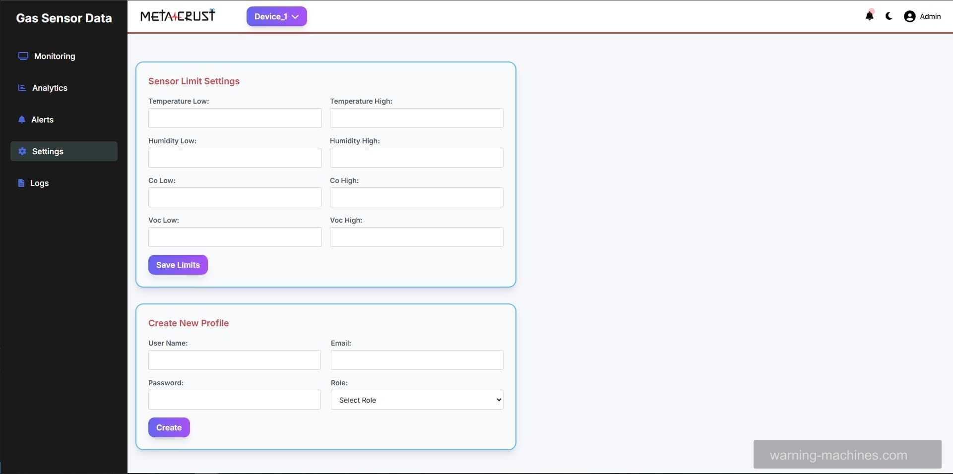 Gas Sensor Dashboard 3