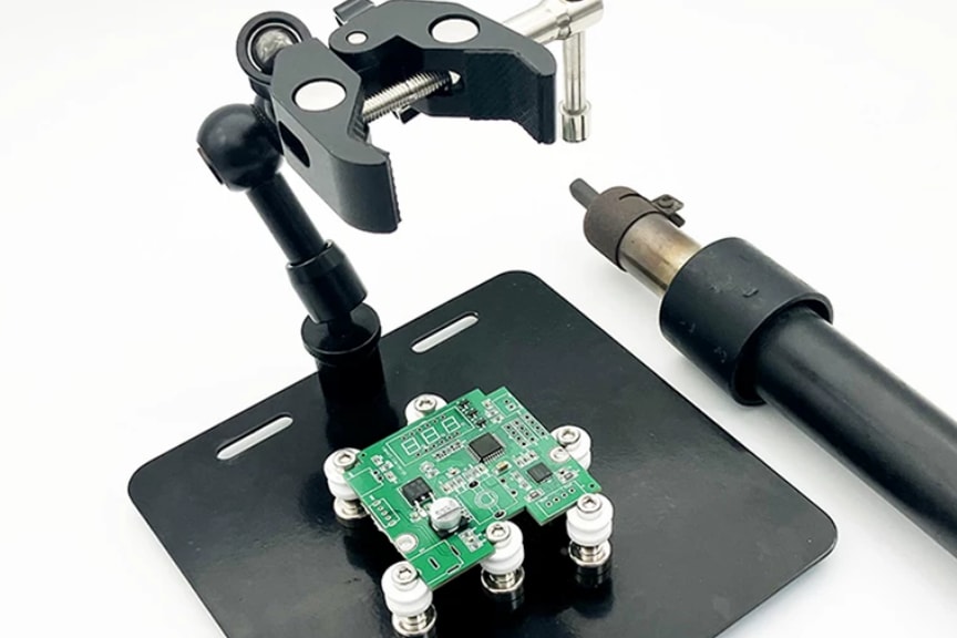 Hot-Air Gun Stand with PCB Holder (150 × 150 mm plate, 160 mm arm) 3