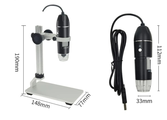 USB Digital Microscope with Lift Stand (up to 500×, 8 LEDs) 2